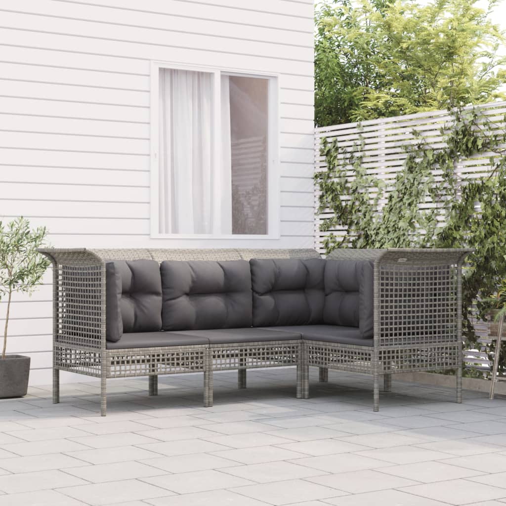 Set Mobilier De Grădină Cu Perne, 6 Piese, Gri, Poliratan
