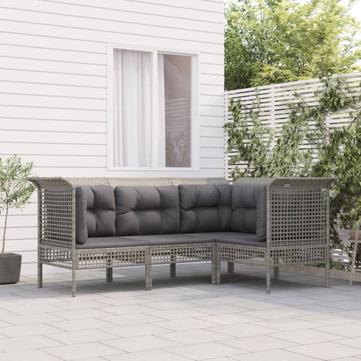 Set Mobilier De Grădină Cu Perne, 6 Piese, Gri, Poliratan