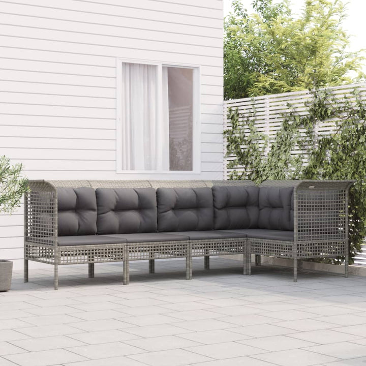 Set Mobilier De Grădină Cu Perne, 6 Piese, Gri, Poliratan