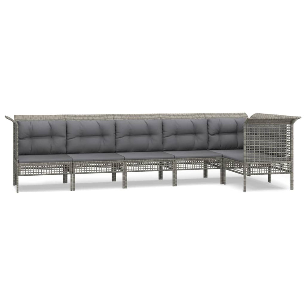 Set Mobilier De Grădină Cu Perne, 6 Piese, Gri, Poliratan