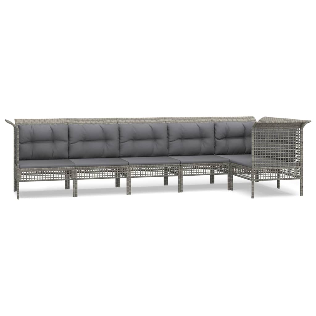 Set Mobilier De Grădină Cu Perne, 6 Piese, Gri, Poliratan