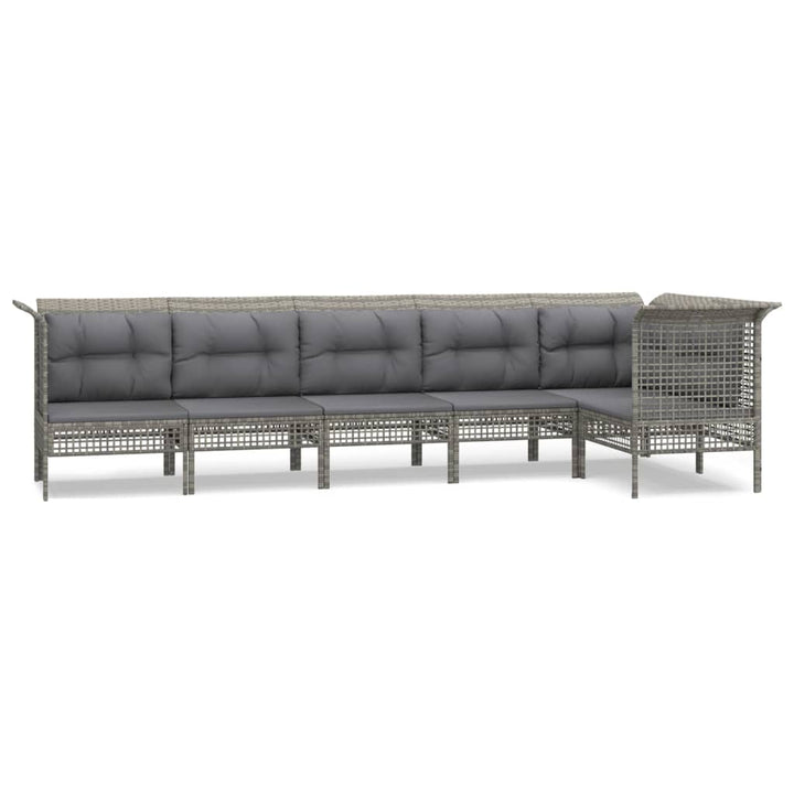 Set Mobilier De Grădină Cu Perne, 6 Piese, Gri, Poliratan
