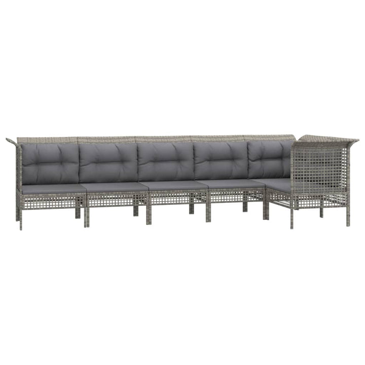 Set Mobilier De Grădină Cu Perne, 6 Piese, Gri, Poliratan