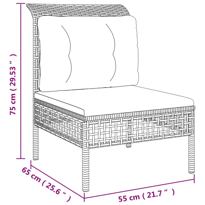 Set Mobilier De Grădină Cu Perne, 6 Piese, Gri, Poliratan