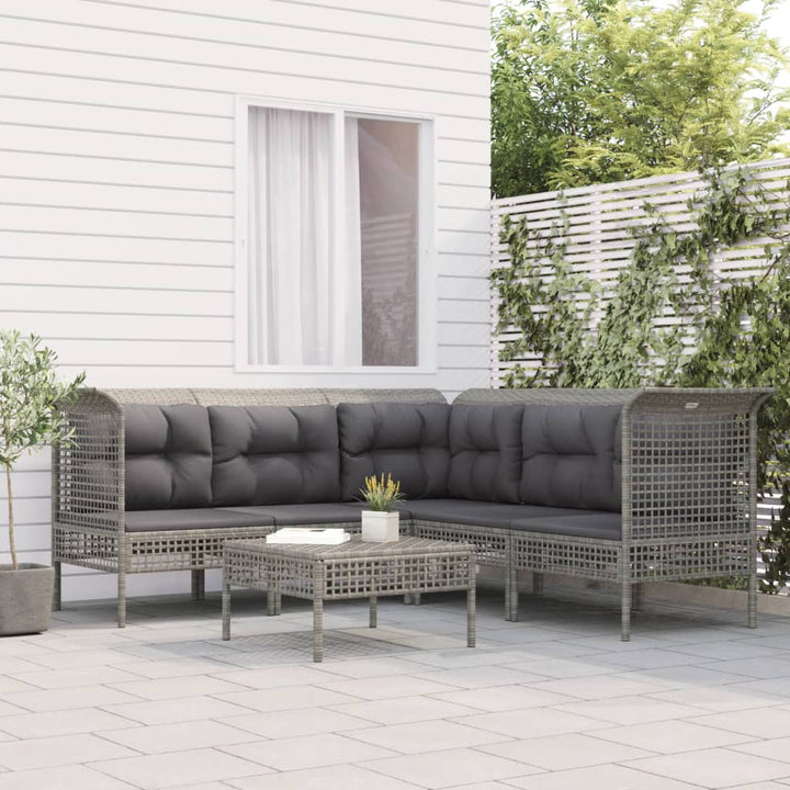 Set Mobilier De Grădină Cu Perne, 8 Piese, Gri, Poliratan