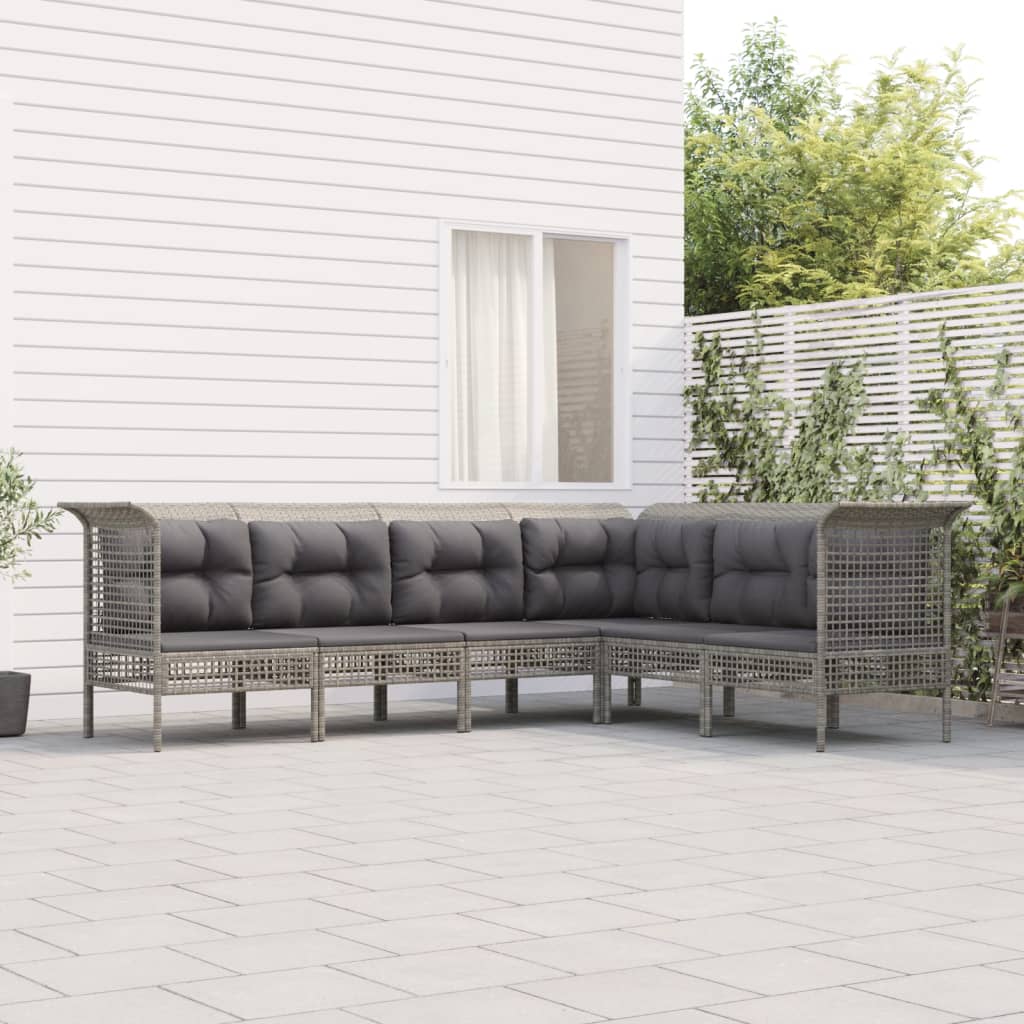 Set Mobilier De Grădină Cu Perne, 8 Piese, Gri, Poliratan