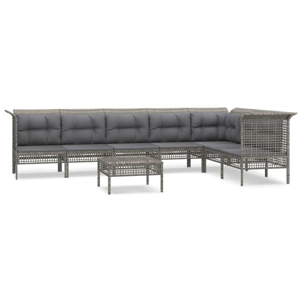 Set Mobilier De Grădină Cu Perne, 8 Piese, Gri, Poliratan