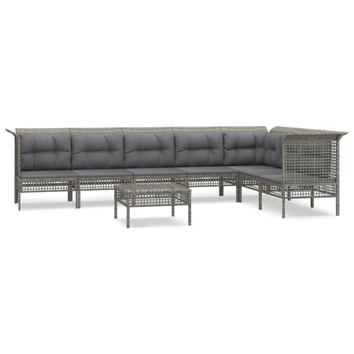 Set Mobilier De Grădină Cu Perne, 8 Piese, Gri, Poliratan