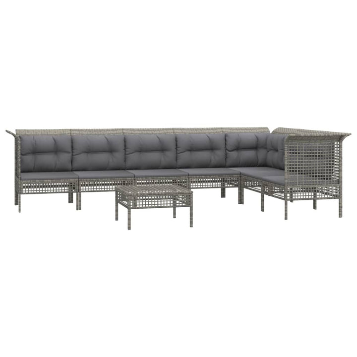Set Mobilier De Grădină Cu Perne, 8 Piese, Gri, Poliratan