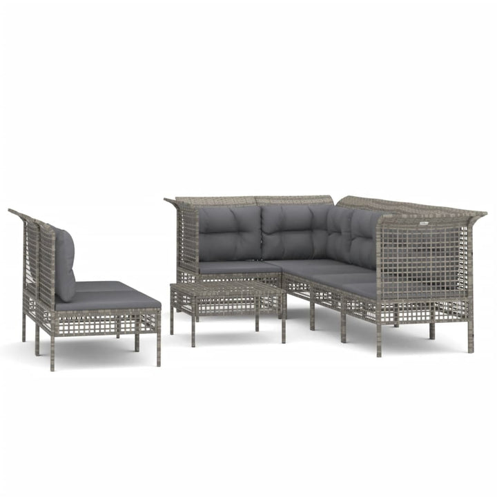 Set Mobilier De Grădină Cu Perne, 8 Piese, Gri, Poliratan