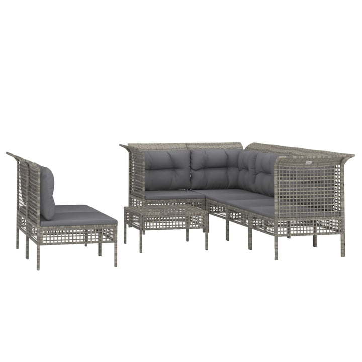Set Mobilier De Grădină Cu Perne, 8 Piese, Gri, Poliratan