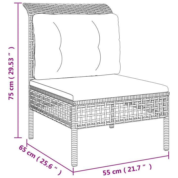 Set Mobilier De Grădină Cu Perne, 9 Piese, Gri, Poliratan
