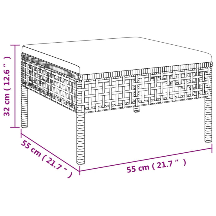 Set Mobilier De Grădină Cu Perne, 9 Piese, Gri, Poliratan