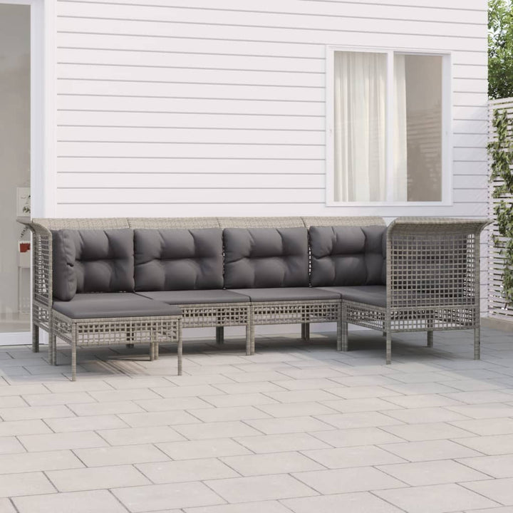 Set Mobilier De Grădină Cu Perne, 7 Piese, Gri, Poliratan