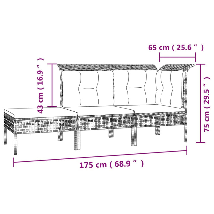 Set Mobilier De Grădină Cu Perne, 7 Piese, Gri, Poliratan