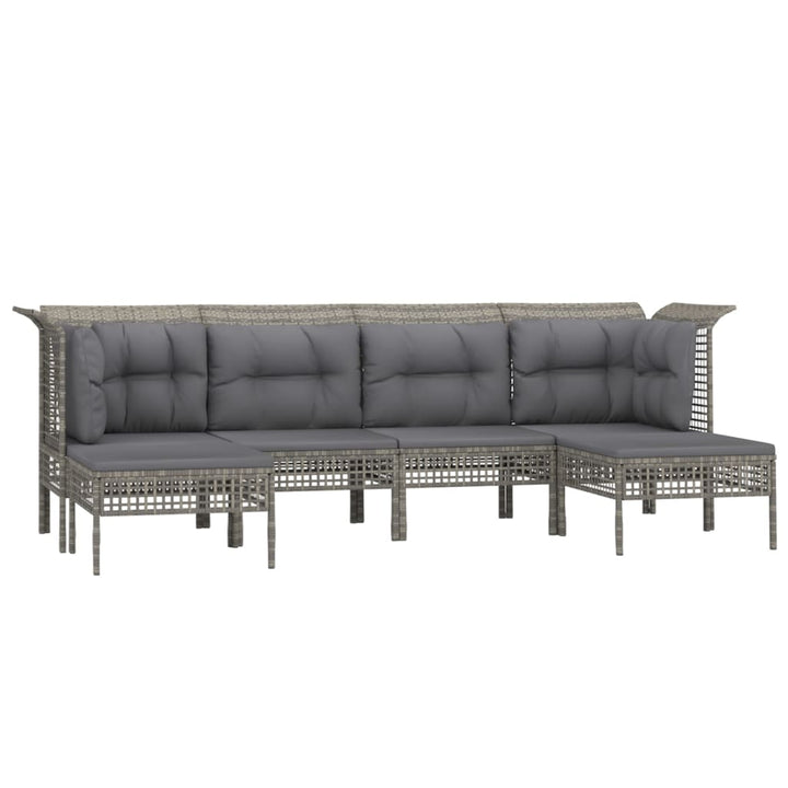 Set Mobilier De Grădină Cu Perne, 6 Piese, Gri, Poliratan
