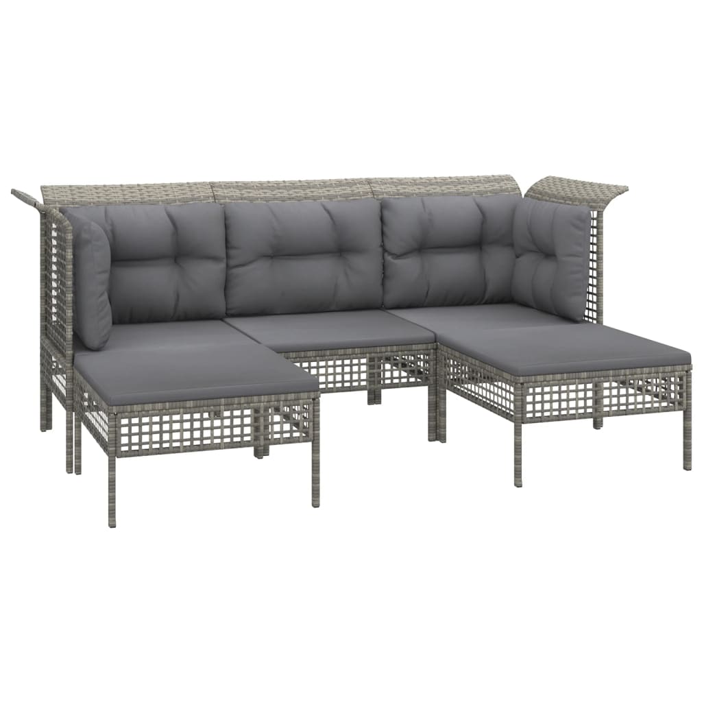 Set Mobilier De Grădină Cu Perne, 6 Piese, Gri, Poliratan