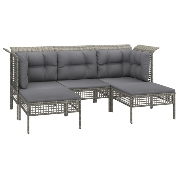 Set Mobilier De Grădină Cu Perne, 6 Piese, Gri, Poliratan