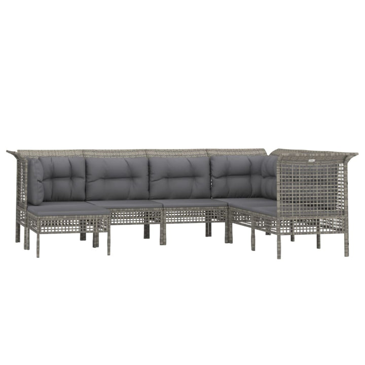 Set Mobilier De Grădină Cu Perne, 7 Piese, Gri, Poliratan