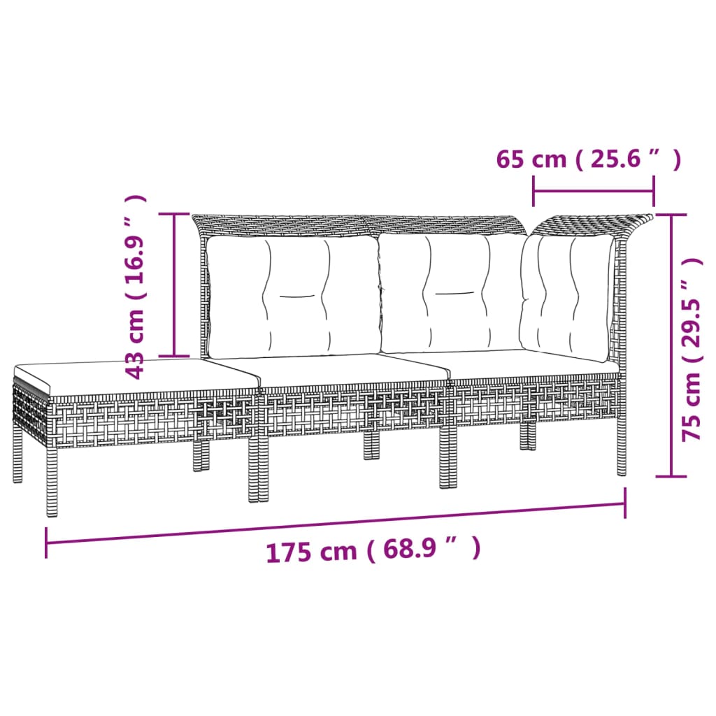 Set Mobilier De Grădină Cu Perne, 7 Piese, Gri, Poliratan