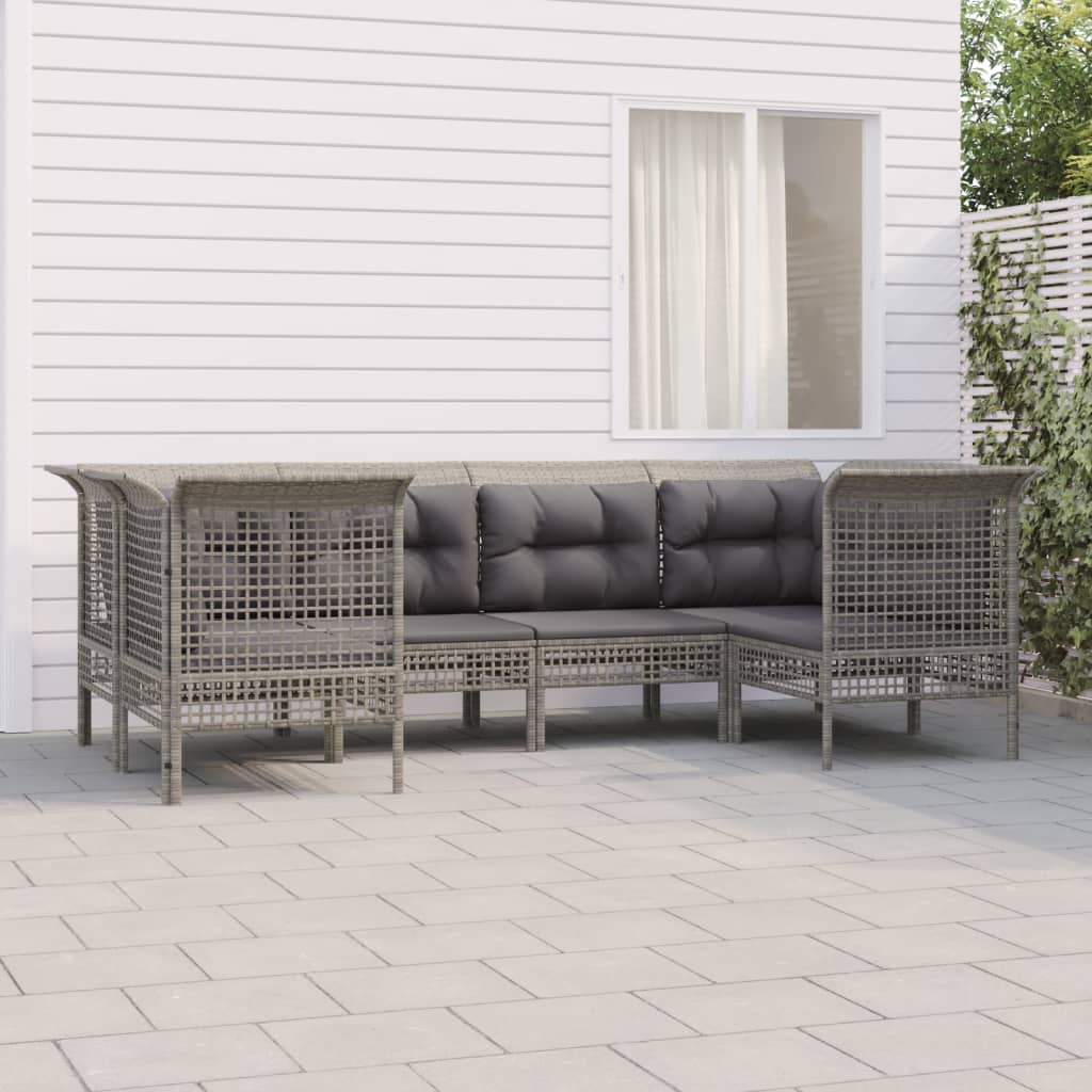 Set Mobilier De Grădină Cu Perne, 9 Piese, Gri, Poliratan