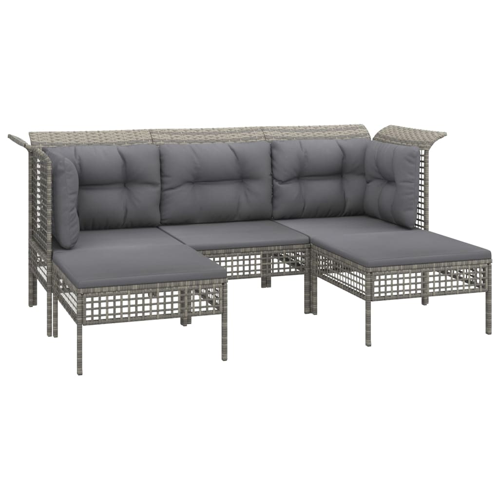 Set Mobilier De Grădină Cu Perne, 9 Piese, Gri, Poliratan