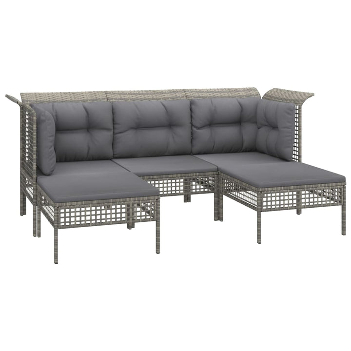 Set Mobilier De Grădină Cu Perne, 9 Piese, Gri, Poliratan