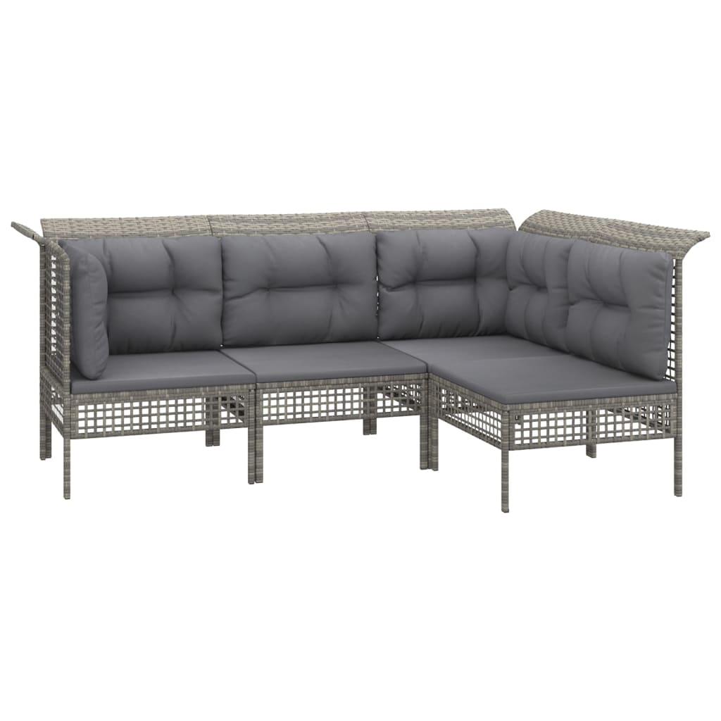 Set Mobilier De Grădină Cu Perne, 9 Piese, Gri, Poliratan