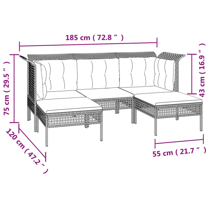 Set Mobilier De Grădină Cu Perne, 9 Piese, Gri, Poliratan