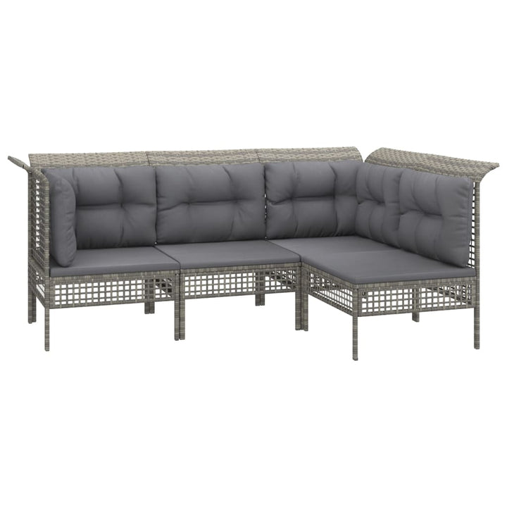Set Mobilier De Grădină Cu Perne, 9 Piese, Gri, Poliratan