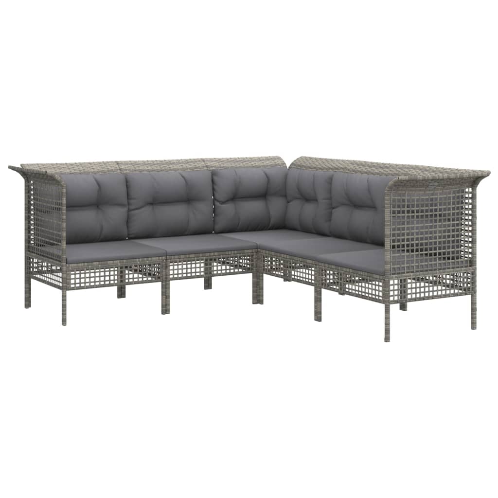 Set Mobilier De Grădină Cu Perne, 9 Piese, Gri, Poliratan