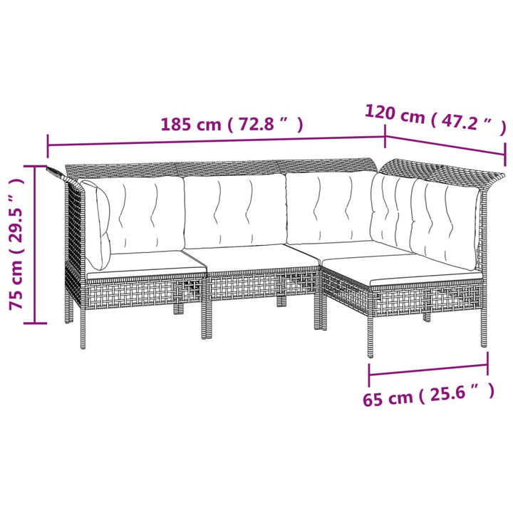 Set Mobilier De Grădină Cu Perne, 9 Piese, Gri, Poliratan