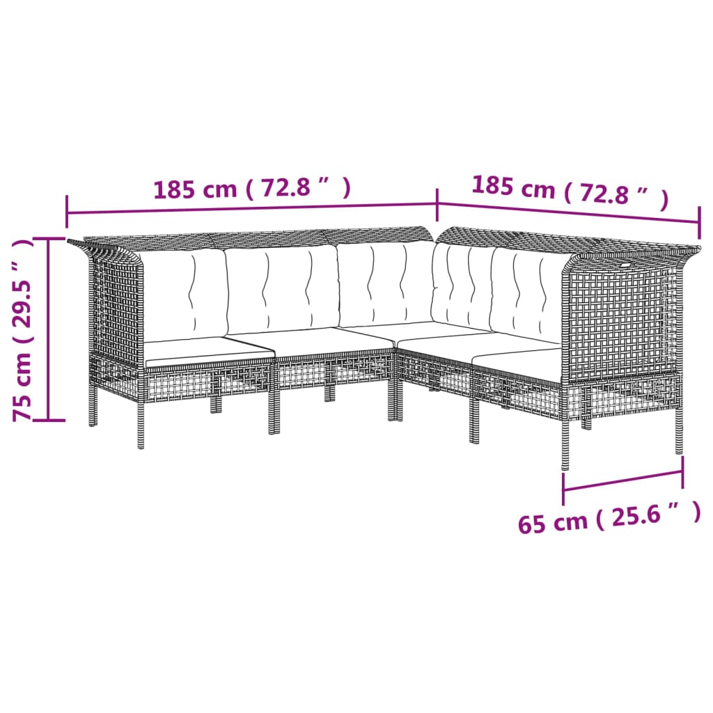 Set Mobilier De Grădină Cu Perne, 9 Piese, Gri, Poliratan