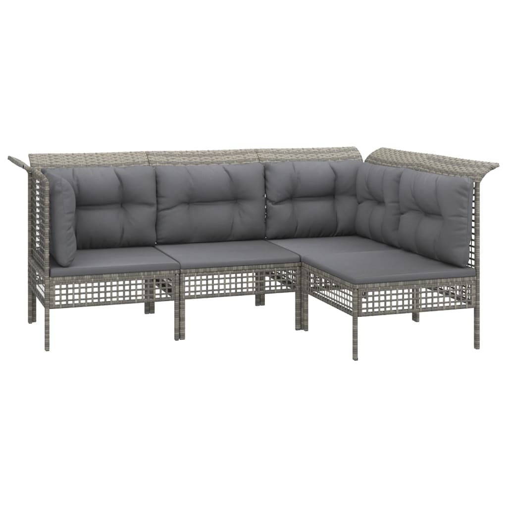 Set Mobilier De Grădină Cu Perne, 8 Piese, Gri, Poliratan