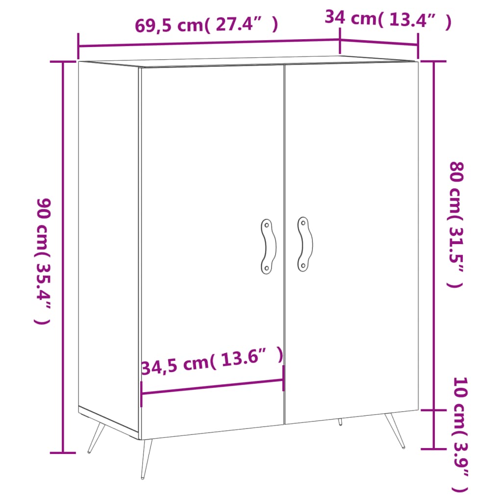 Dulap, , 69,5X34X90 Cm, Lemn Compozit