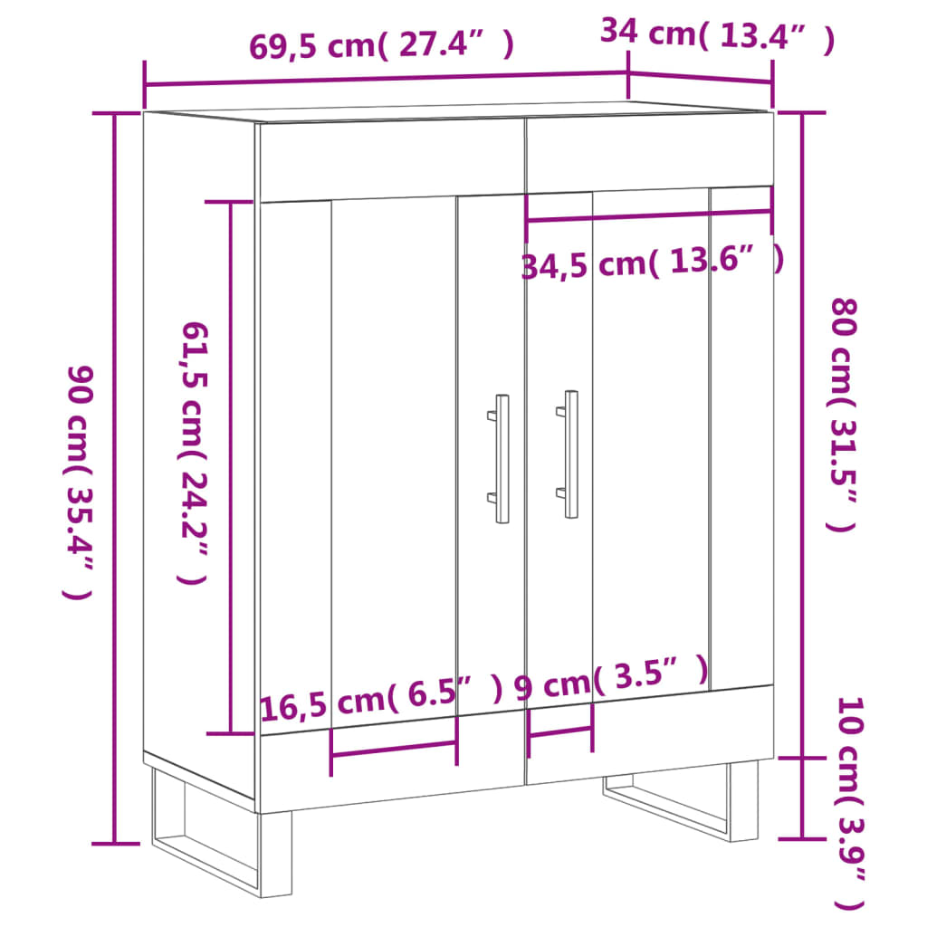 Dulap, Alb Extralucios, 69,5X34X90 Cm, Lemn Compozit