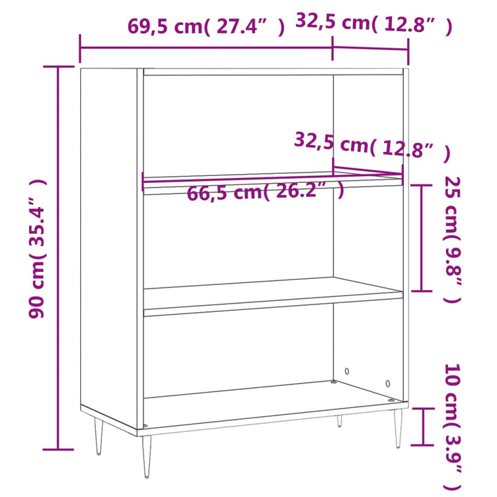 Bibliotecă, Ă, 69,5X32,5X90 Cm, Lemn Compozit