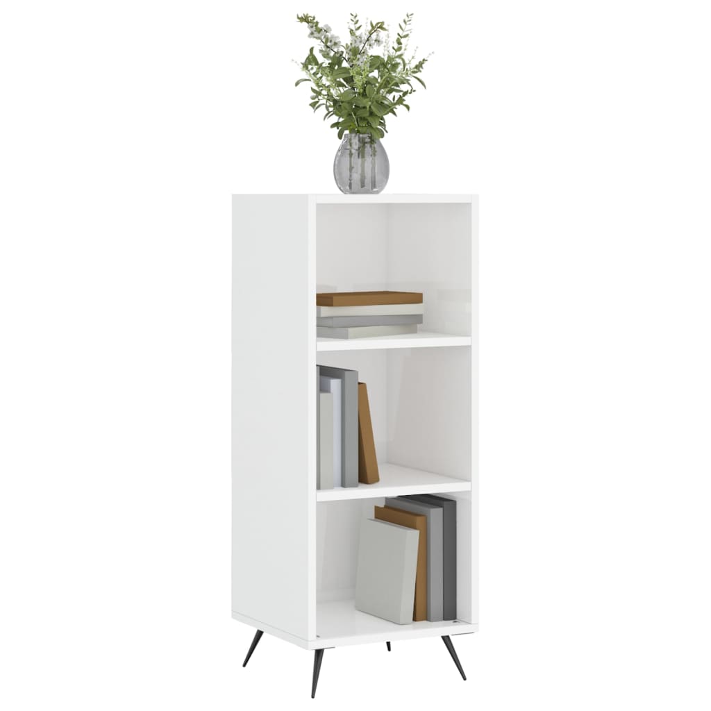 Dulap Cu Rafturi, Alb Extralucios, 34,5X32,5X90Cm Lemn Compozit
