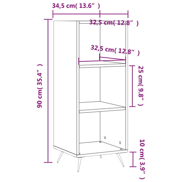 Dulap Cu Rafturi, Alb Extralucios, 34,5X32,5X90Cm Lemn Compozit