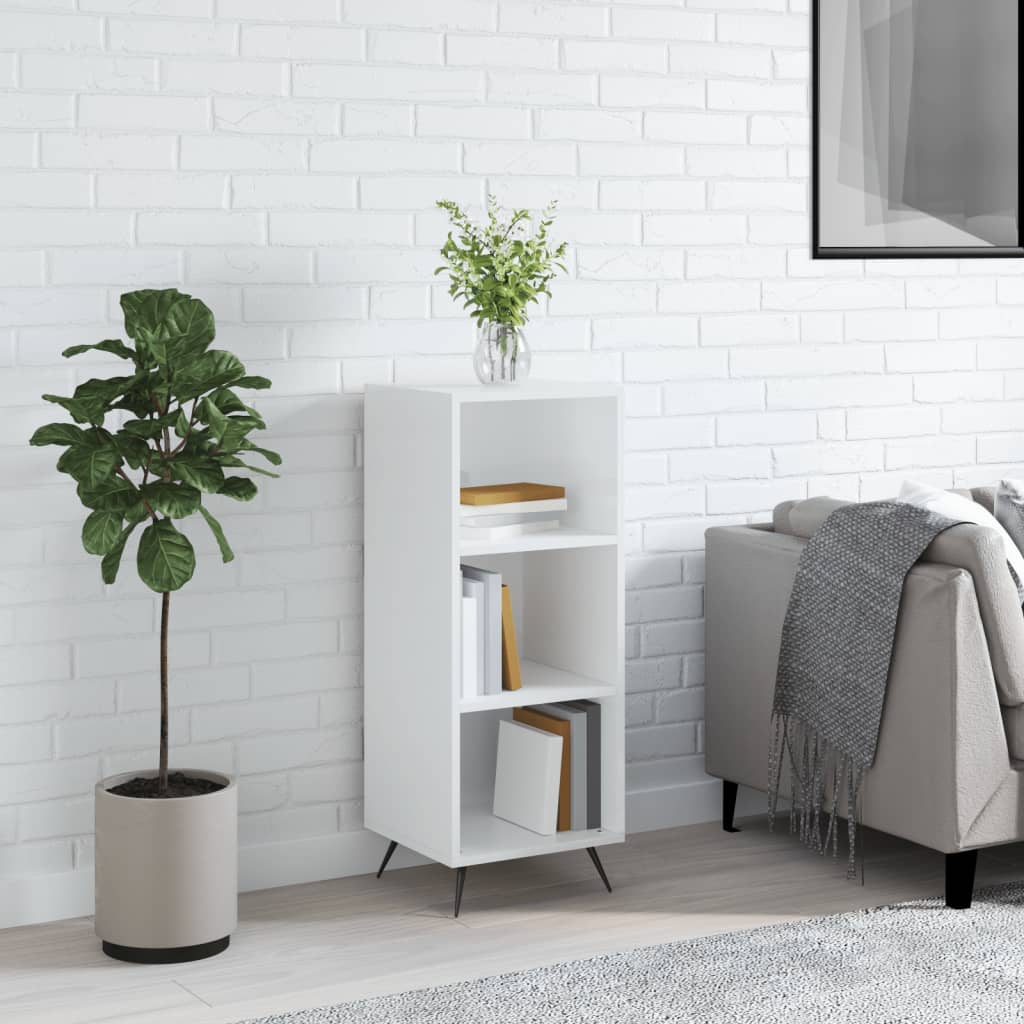 Dulap Cu Rafturi, Alb Extralucios, 34,5X32,5X90Cm Lemn Compozit