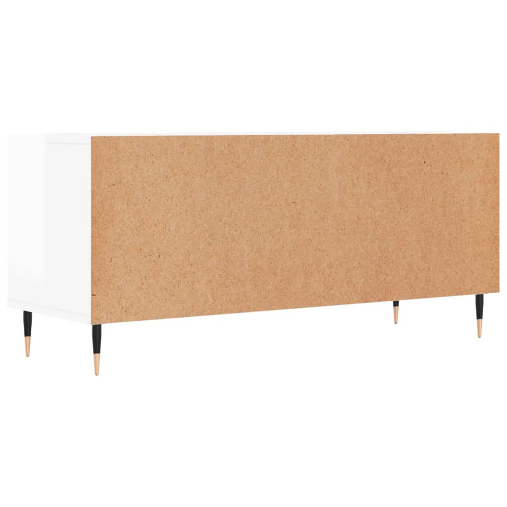 Comodă Tv, Alb Extralucios, 100X34,5X44,5 Cm, Lemn Prelucrat