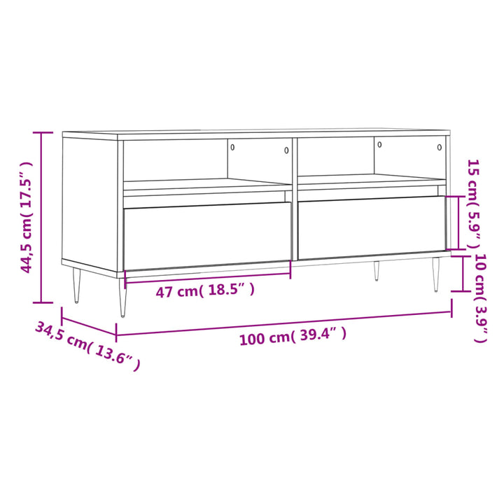 Comodă Tv, Alb Extralucios, 100X34,5X44,5 Cm, Lemn Prelucrat