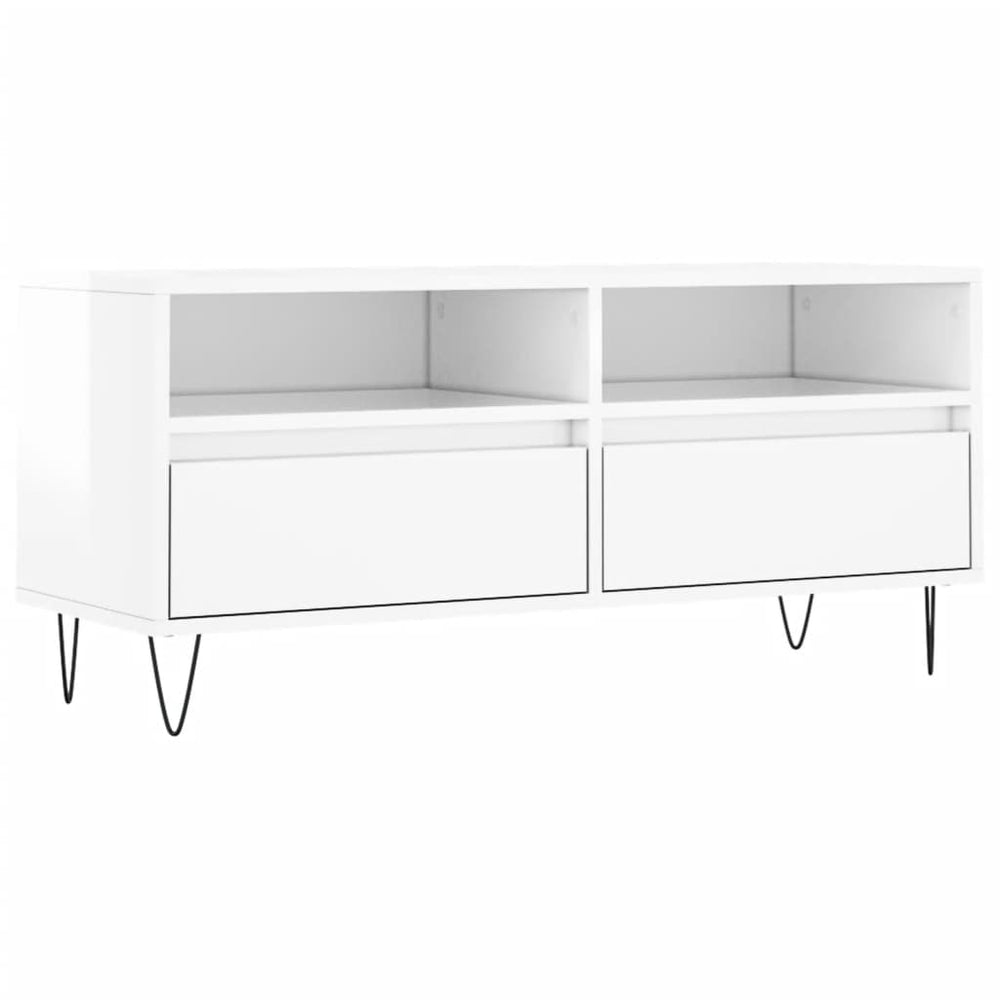 Comodă Tv, Alb Extralucios, 100X34,5X44,5 Cm, Lemn Prelucrat