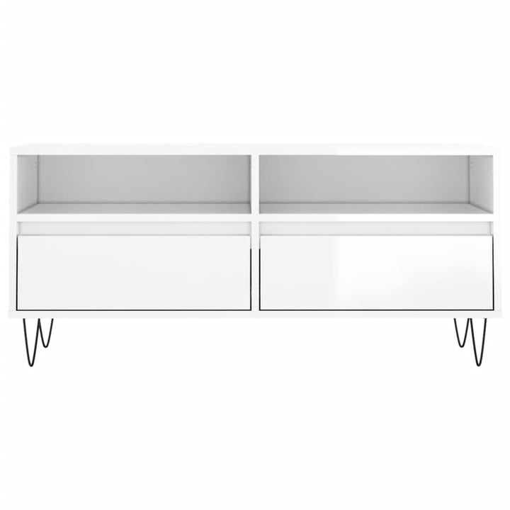 Comodă Tv, Alb Extralucios, 100X34,5X44,5 Cm, Lemn Prelucrat
