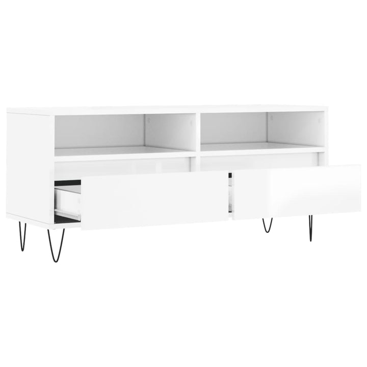 Comodă Tv, Alb Extralucios, 100X34,5X44,5 Cm, Lemn Prelucrat