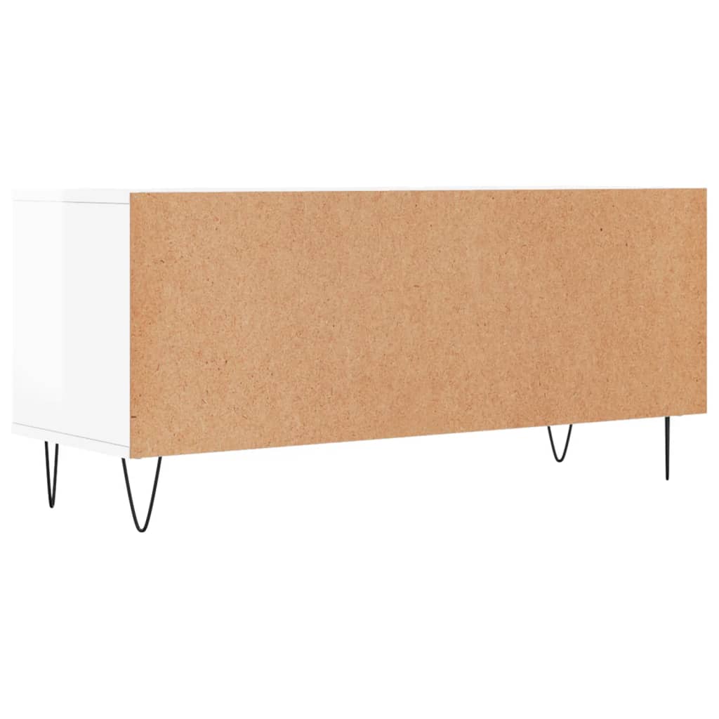 Comodă Tv, Alb Extralucios, 100X34,5X44,5 Cm, Lemn Prelucrat