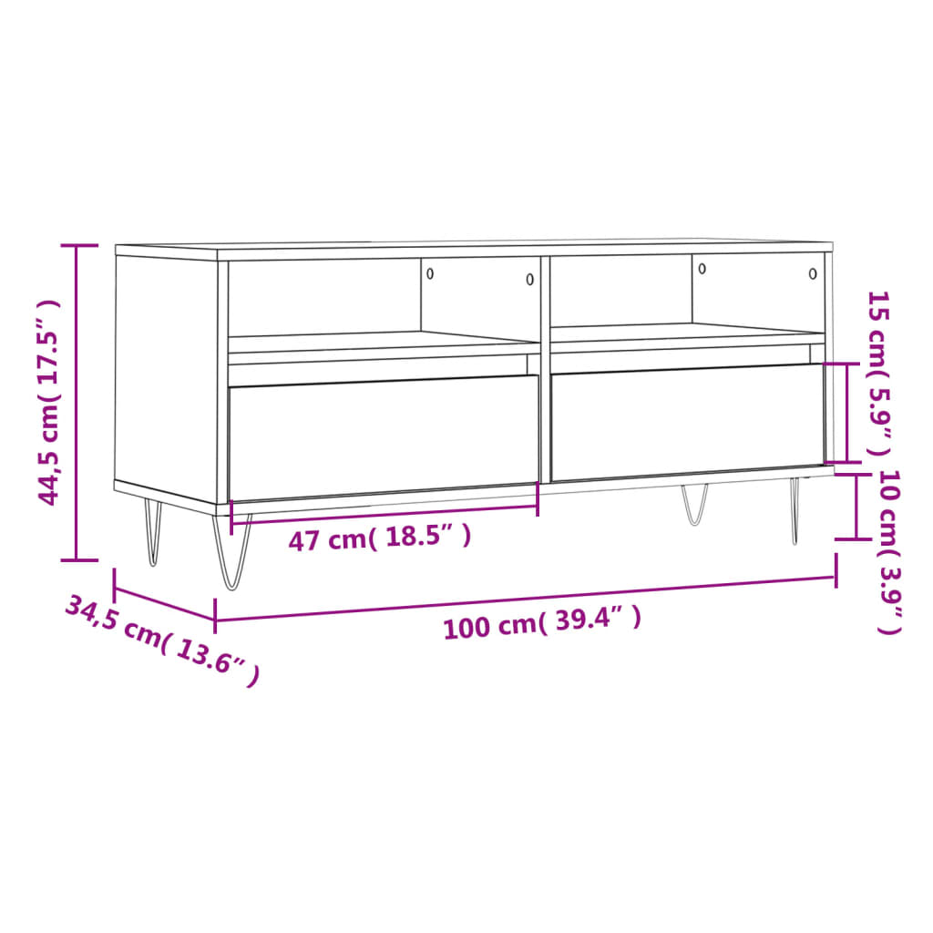 Comodă Tv, Alb Extralucios, 100X34,5X44,5 Cm, Lemn Prelucrat