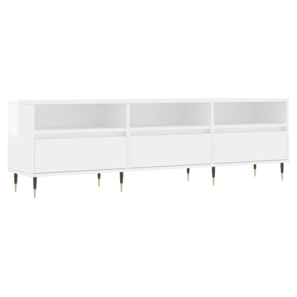 Comodă Tv, Alb Extralucios, 150X30X44,5 Cm, Lemn Prelucrat