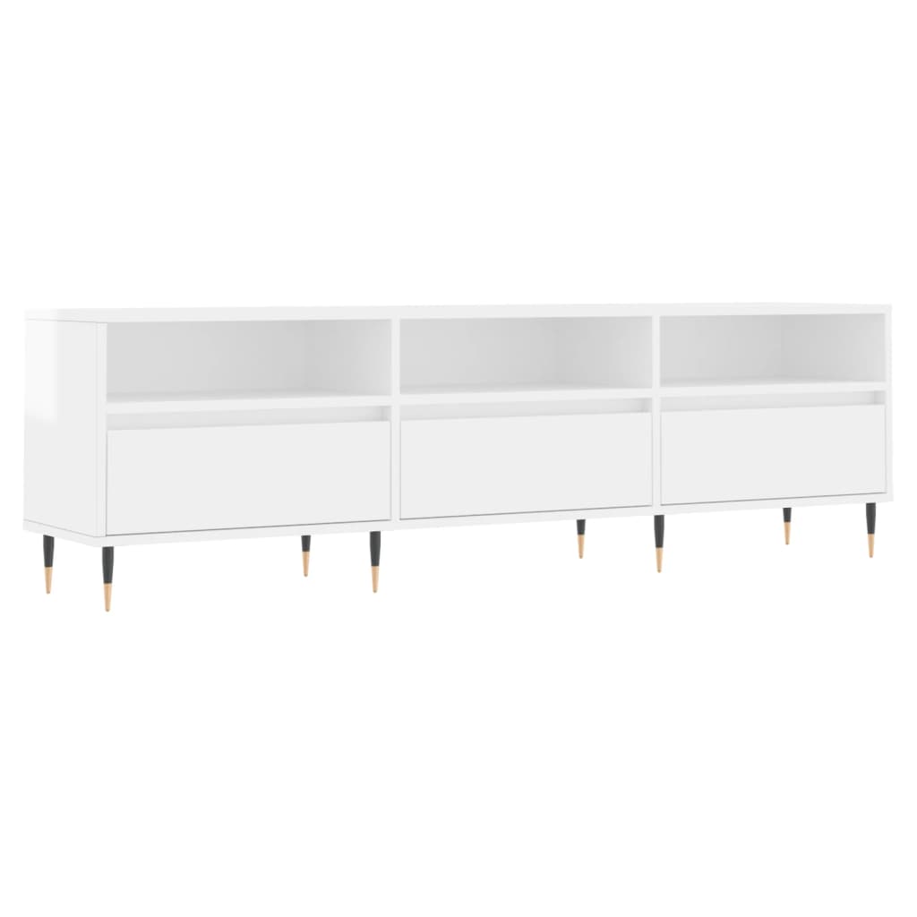 Comodă Tv, Alb Extralucios, 150X30X44,5 Cm, Lemn Prelucrat