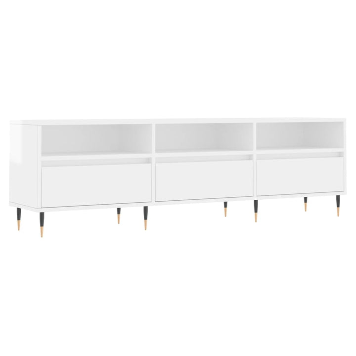 Comodă Tv, Alb Extralucios, 150X30X44,5 Cm, Lemn Prelucrat